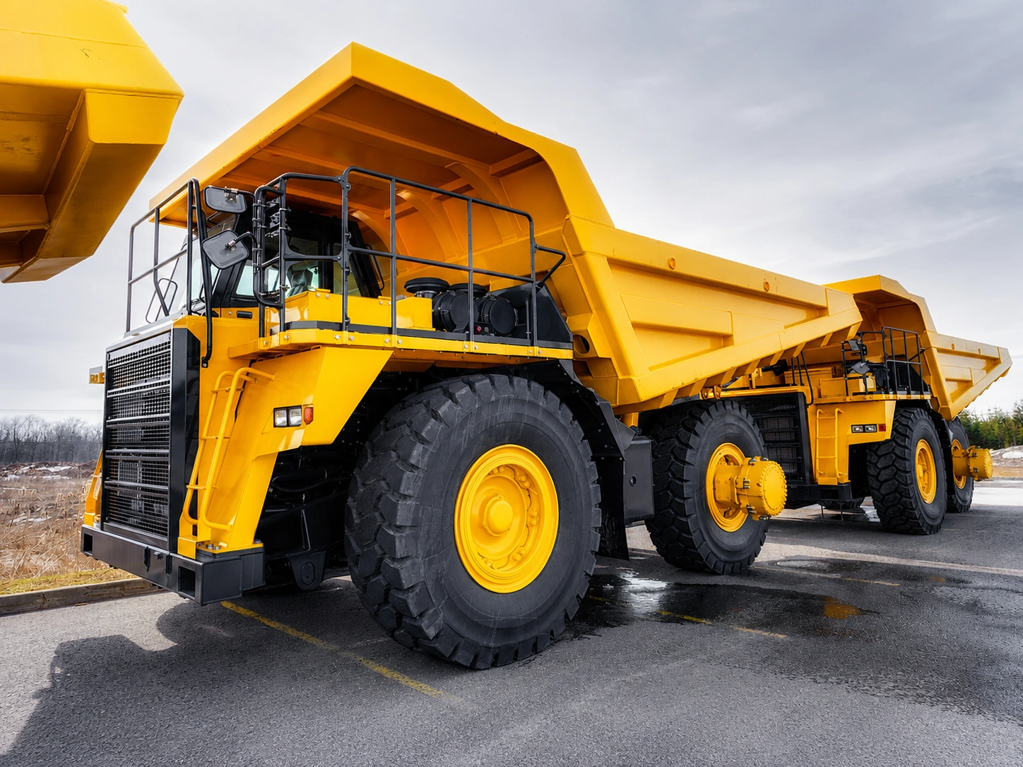 Heavy-duty commercial vehicle with large wheel, suspension, axle, and drivetrain systems