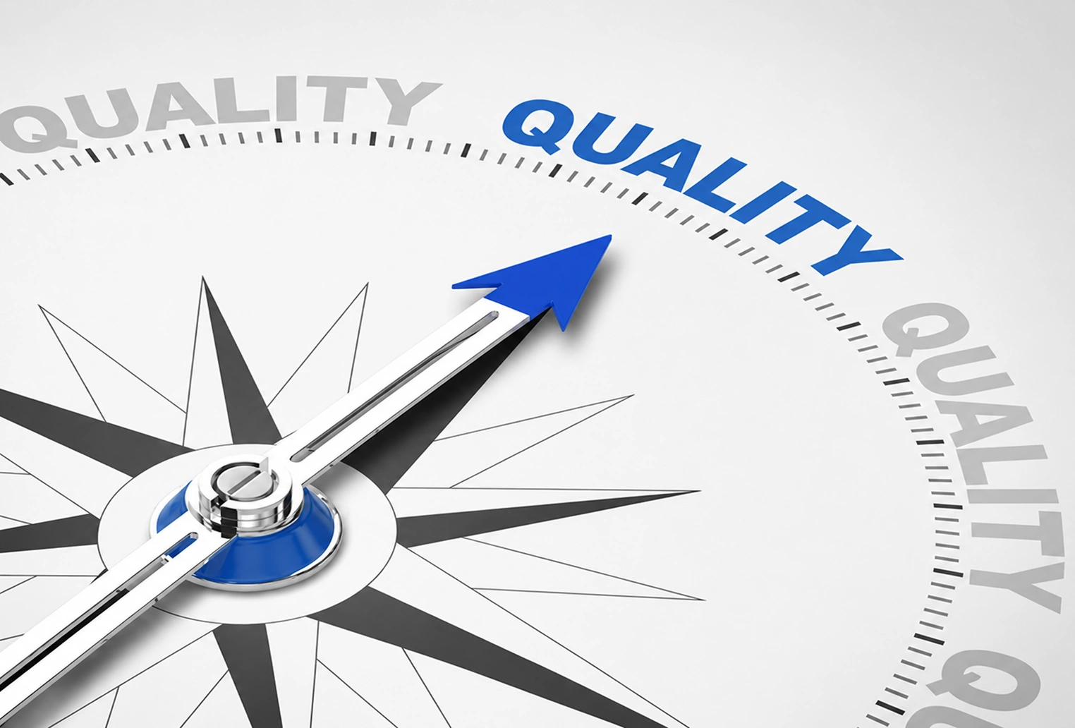 Quality assurance compass representing precision, accountability, and continuous improvement