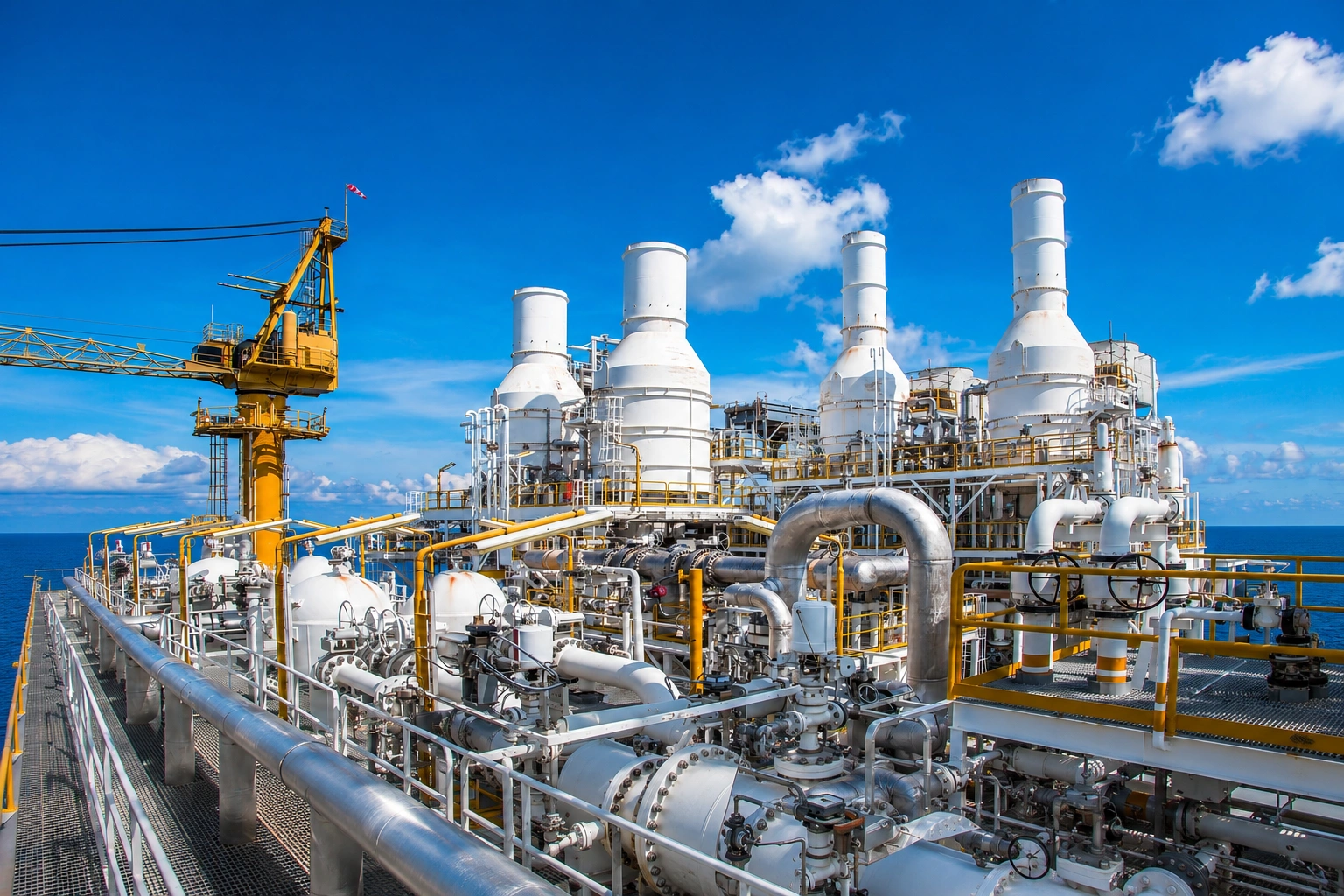 Offshore oil and gas processing equipment with pressure-containing valves and manifolds