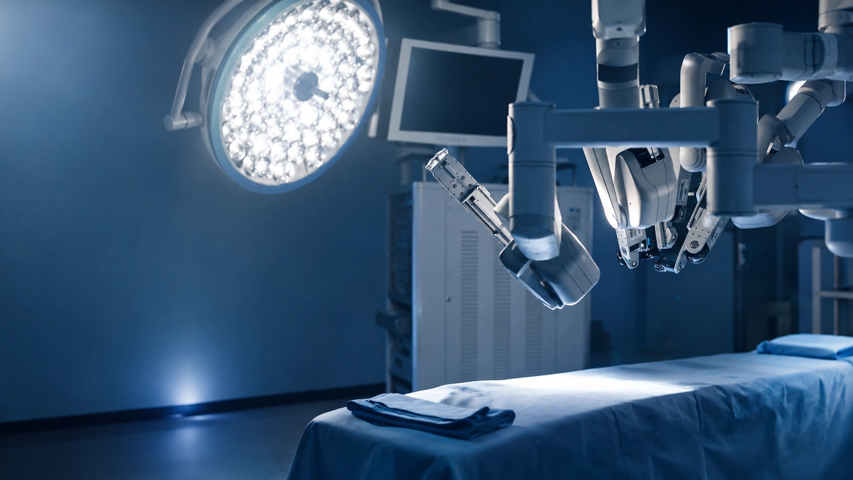 Robotic surgery system and precision medical equipment in a modern operating room