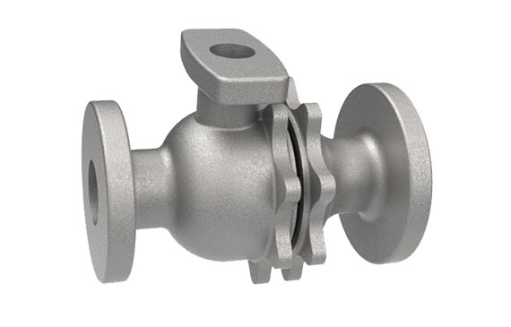 Investment cast titanium valve body for chemical processing, ASTM B367 Grade 2, high-pressure industrial flow control.